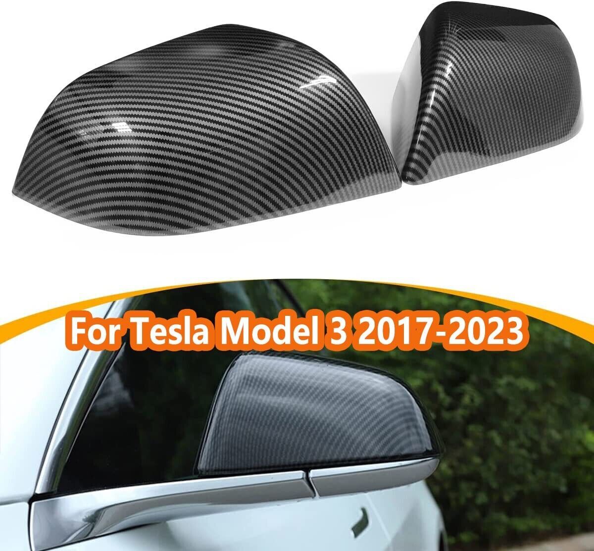 Carbon fiber side mirror cover trim for Model 3 2017 - 2023 n