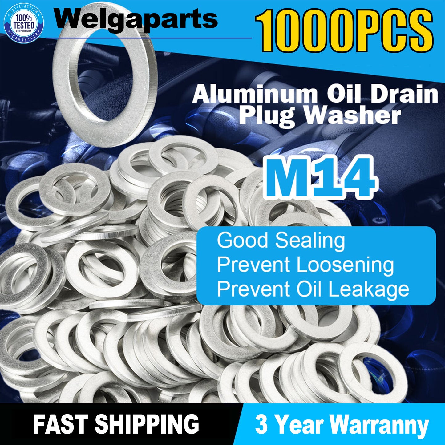 1000x Aluminum Oil Drain Plug Crush Washer 14mm for HONDA / for ACURA 94109-14000