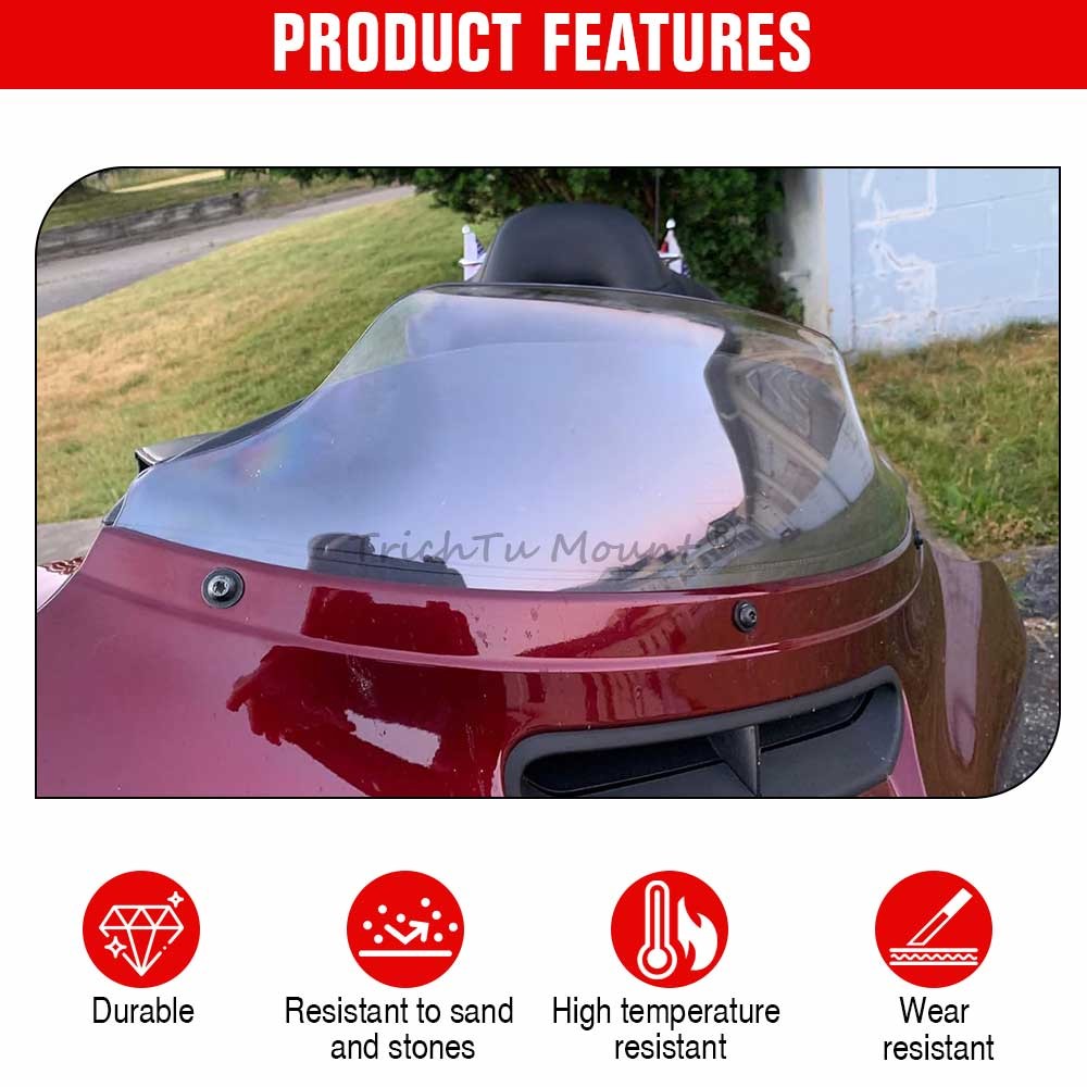 7-inch Clear Windshield Upper Fairing Wind Deflector for Harley Touring 2014-23 Q