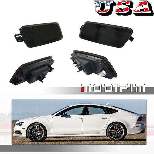 For 2012 - 2017 for Audi A7 S7 RS7 Quattro Smoked Front and Rear Side Marker Light Covers - v