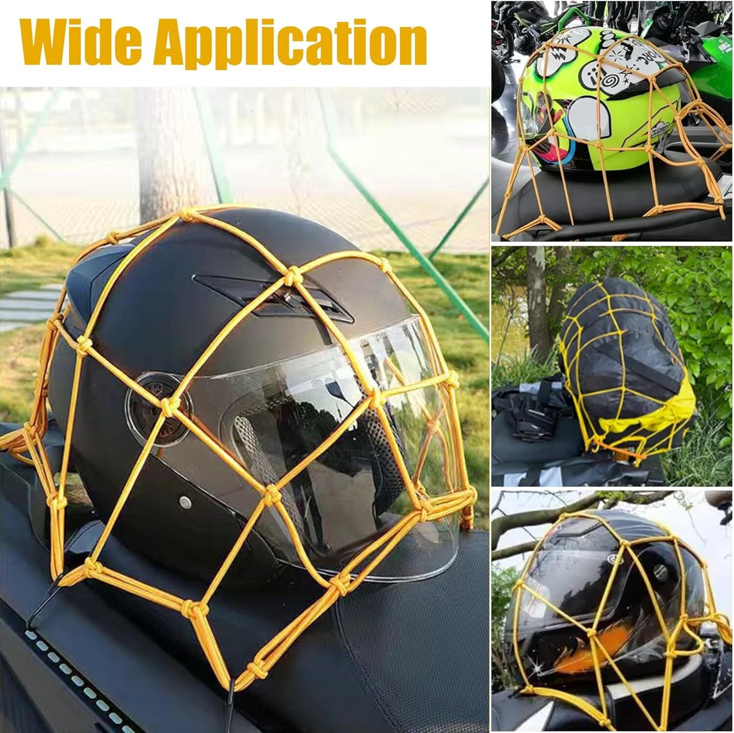 30*30CM Motorcycle Elasticated Luggag Cargo Net Strong Webbing Straps Tie Yellow Q