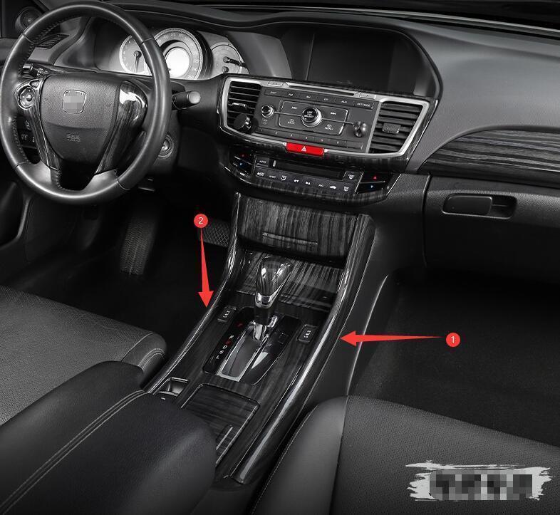for Honda Accord 2013-2017 Black Wood Grain Center Console Gear Shift Side Strip