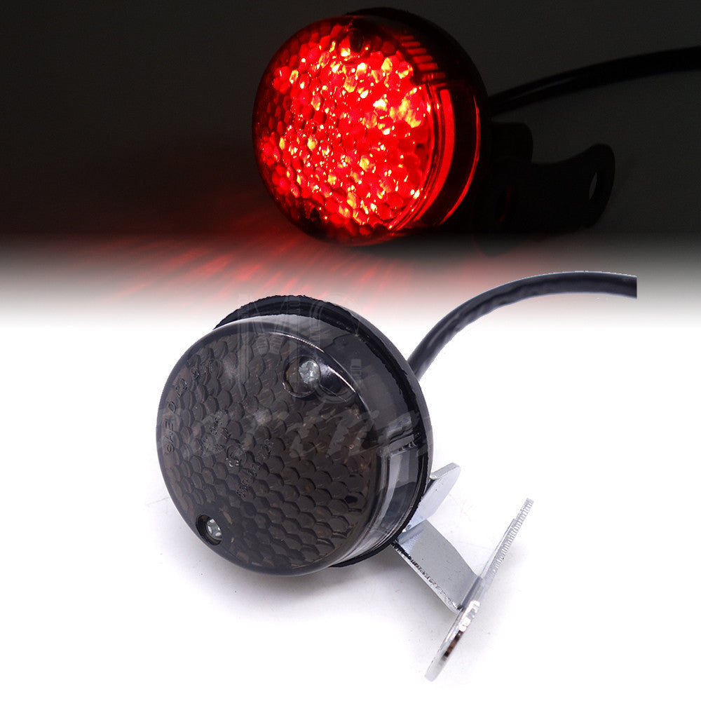 Chrome LED Vintage Tail Brake Rear Running Light Cafe Bobber Cruiser Chopper Q