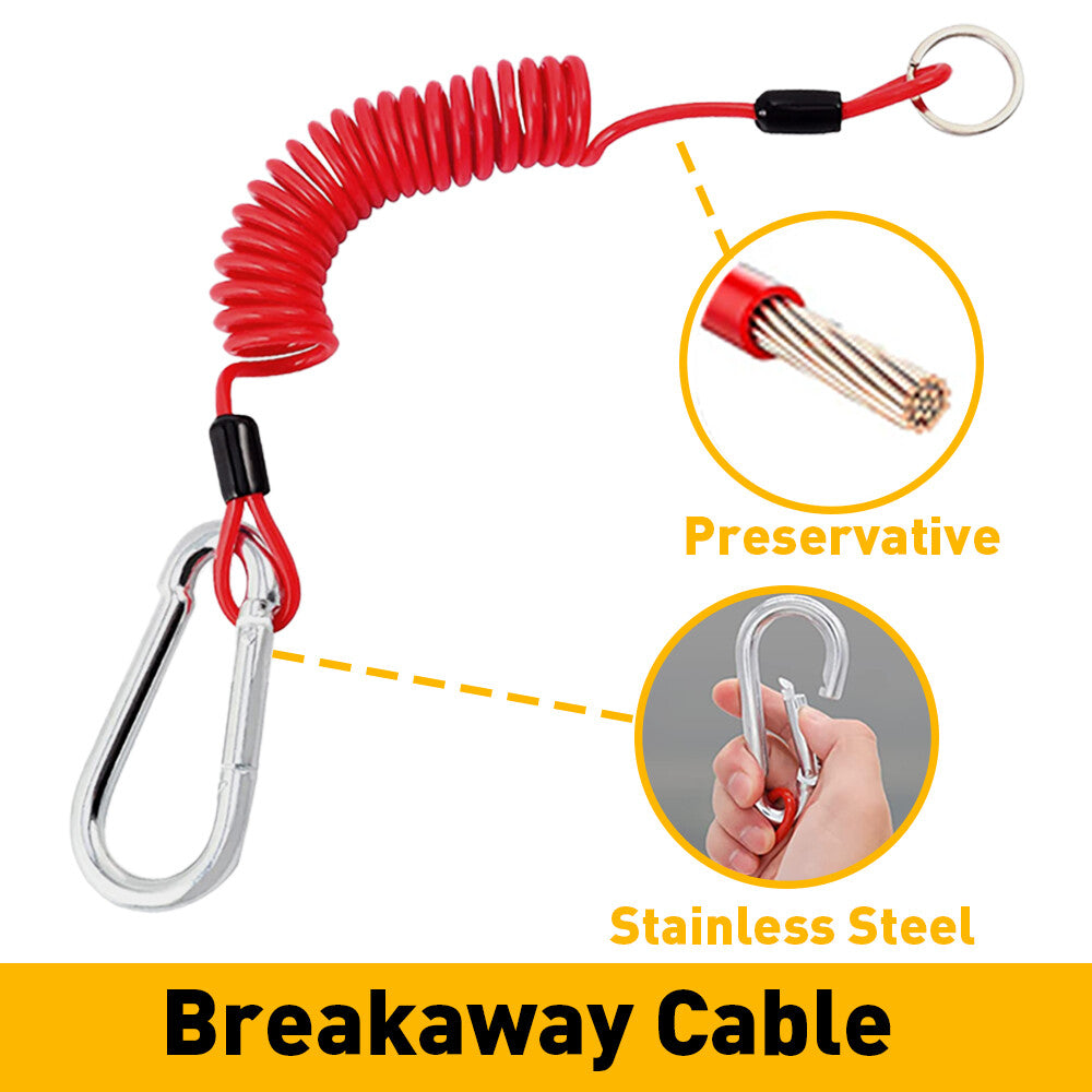 6-foot split trailer cable, trailer safety spring rope, coiled brake band cable Q