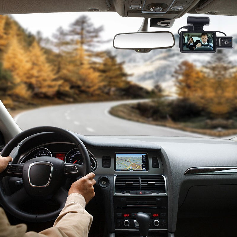 Dual Lens Car DVR Dash Cam Video Recorder 1080P Front And Inside Camera G-Sensor
