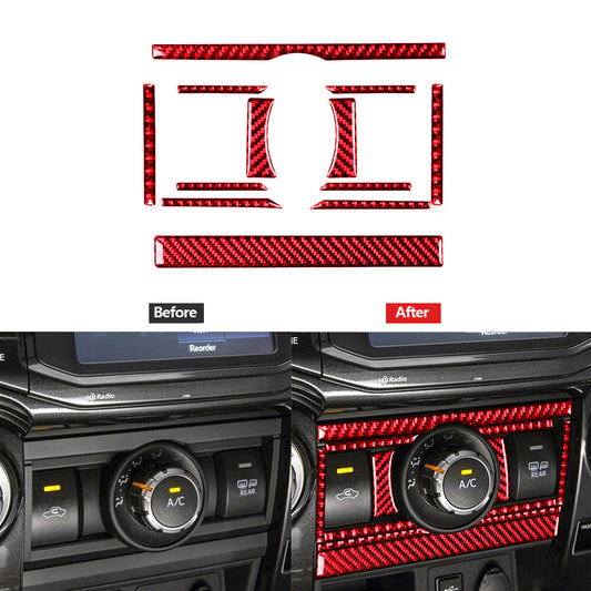 Red Carbon Fiber Conditioner Switch Panel Cover Trim for Toyota 4Runner 2010-20