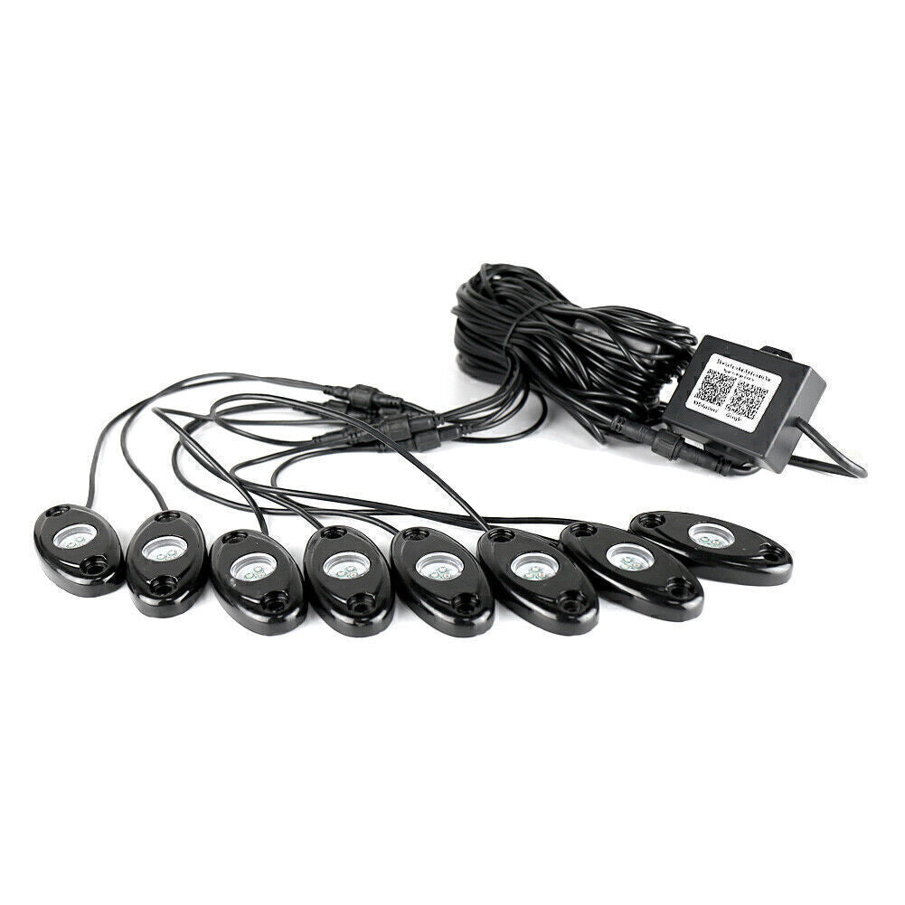 8X RGB LED Rock Lights Wireless Bluetooth Music Flashing Offroad Boat for Jeep SUV