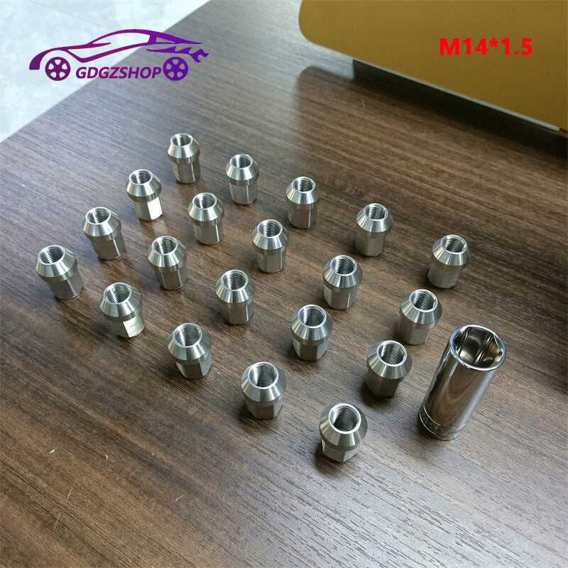 20pcs M14*1.5 Stainless Steel Wheel Nuts Lug Nuts Hex 19mm Length 35mm Universal Q