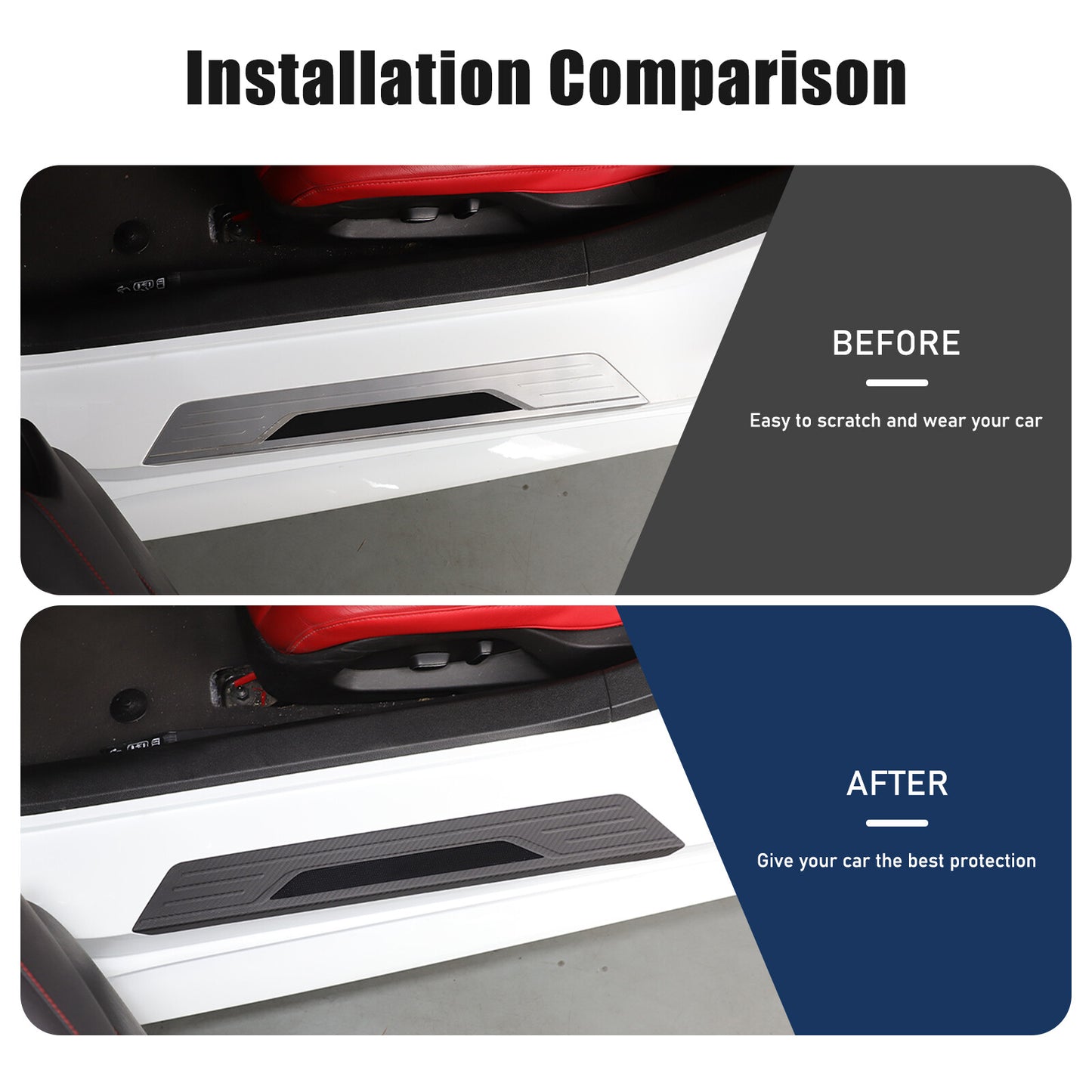 Suitable for 2020-2025 for Corvette C8 door and window wear panel cover with matte carbon fiber trim