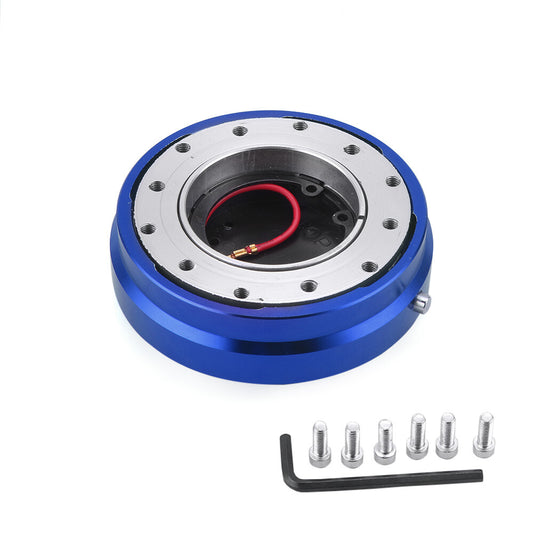 6 Hole Steering Wheel Quick Release Hub Racing Adapter Snap Off Bolt Blue