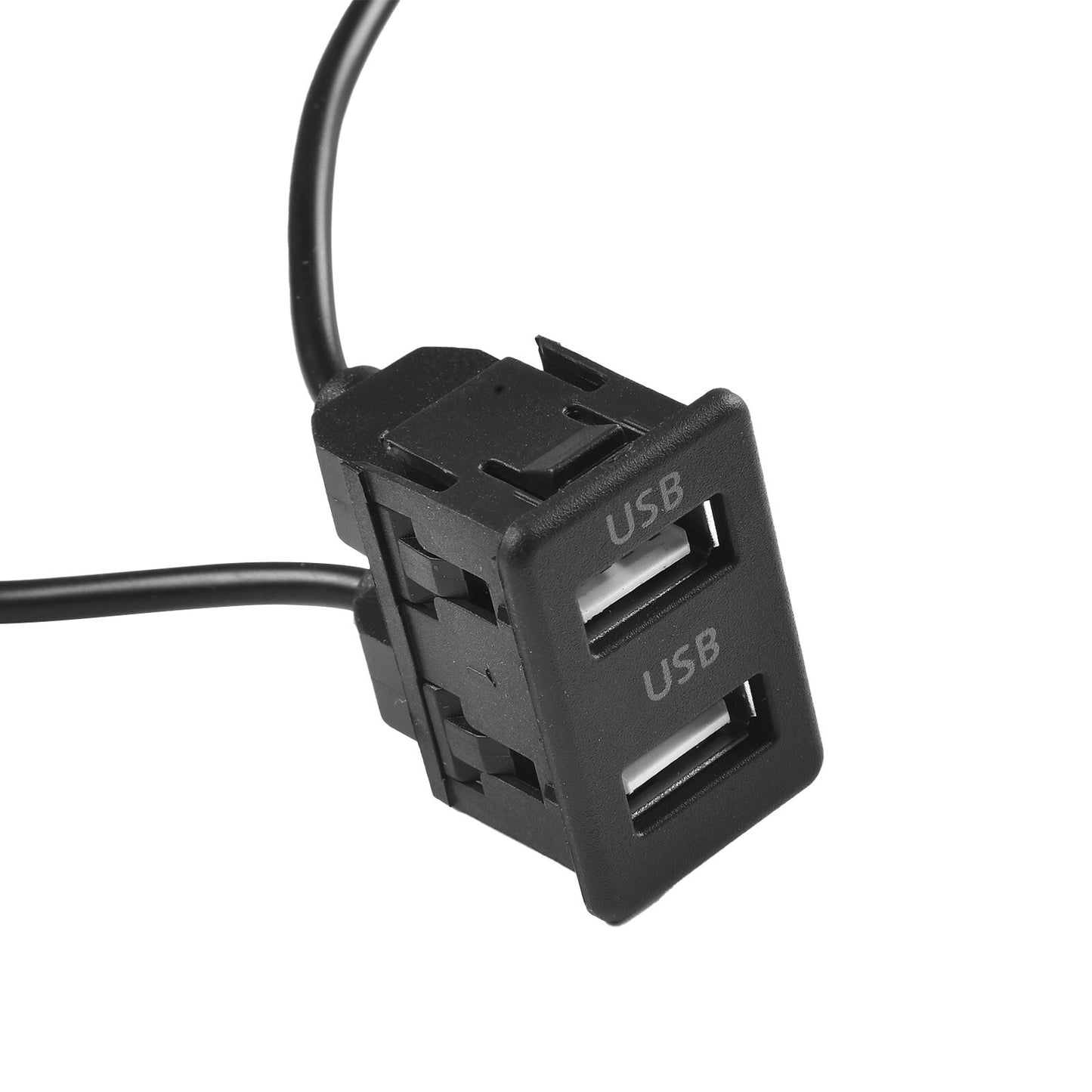 Easy-to-install vehicle dashboard mount with dual USB ports and 145cm cable adapter