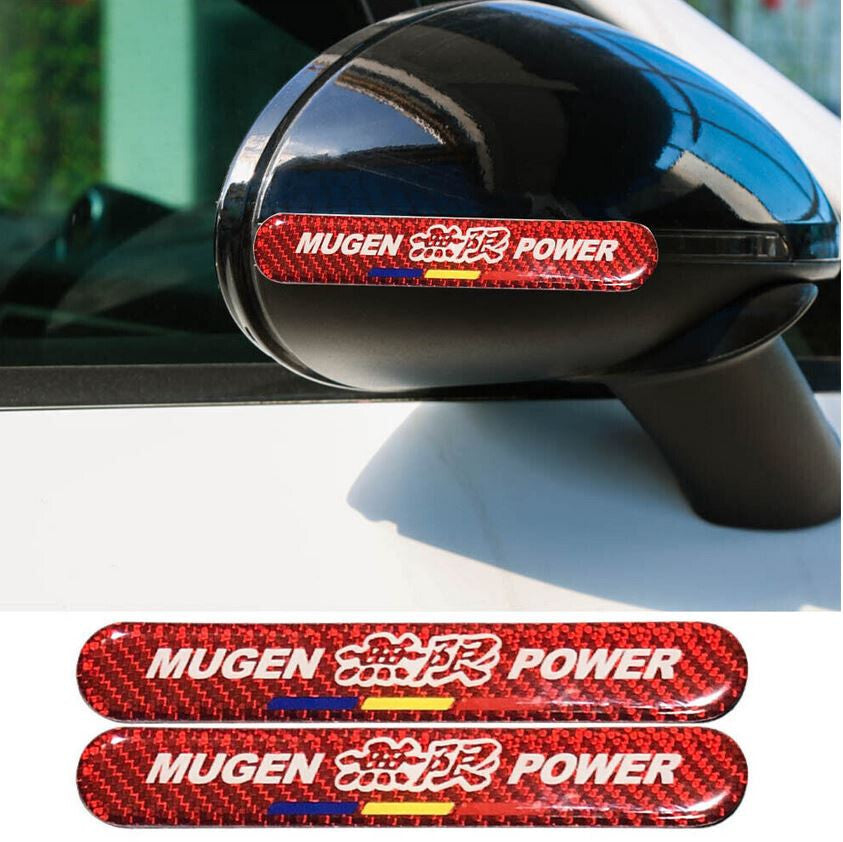 2-piece car door handle anti-scratch stickers, side fender badges, Mugan red carbon
