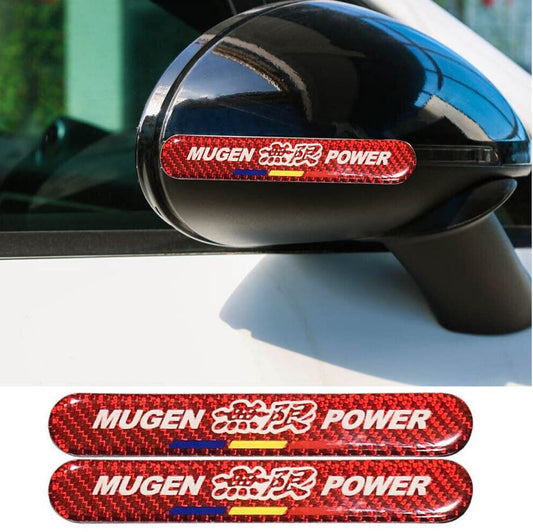 2-piece car door handle anti-scratch stickers, side fender badges, Mugan red carbon