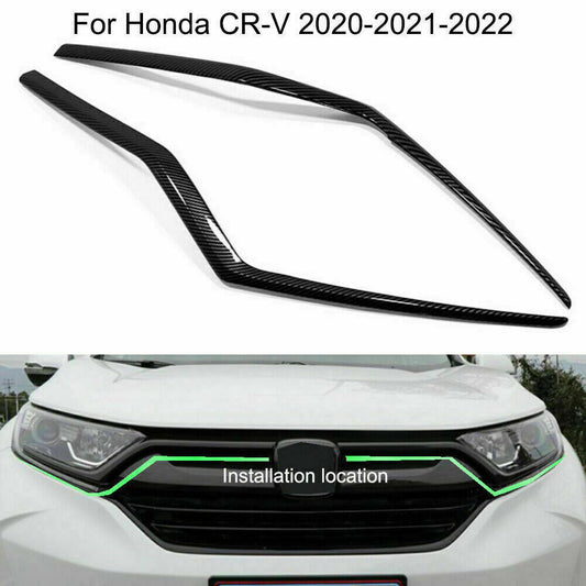 2P Carbon Fiber Headlight Eyebrow Trim Decor Strips for Honda CRV CR-V 2017-2022