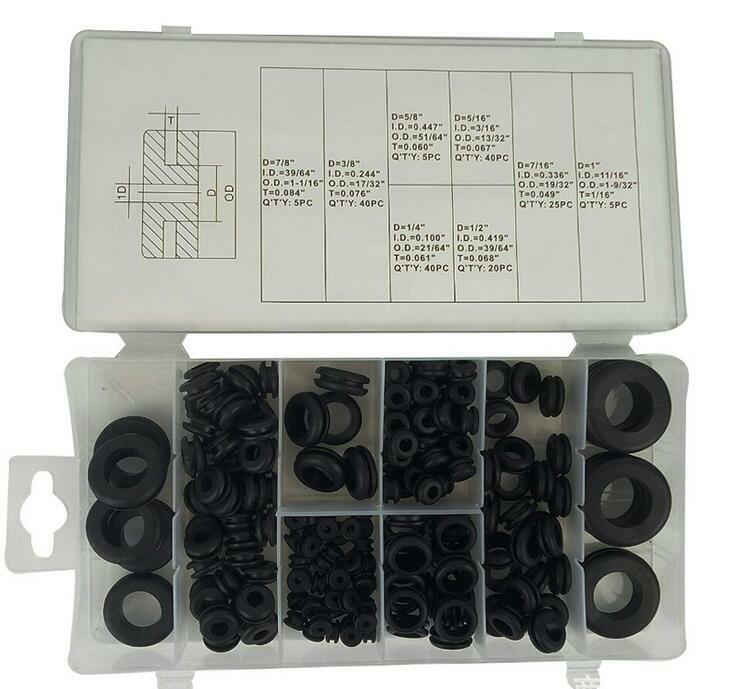 Rubber Grommet Kit Ring Assortment Set Electrical Wiring Gasket Tools 180 Pcs