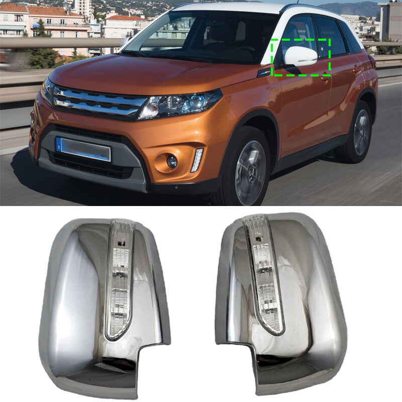 LED For 2008-2015 for Suzuki Grand Vitara SUV Side Light Mirror Covers Trims Chrome
