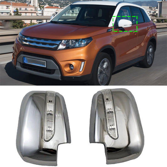 LED For 2008-2015 for Suzuki Grand Vitara SUV Side Light Mirror Covers Trims Chrome