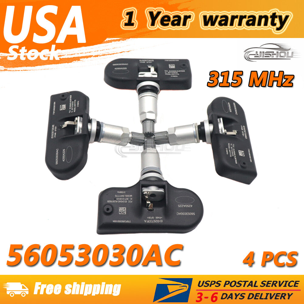 NEW 4Pcs 56053030AC Fit for Chrysler for Dodge for Jeep TIRE PRESSURE SENSOR TPMS 315MHz