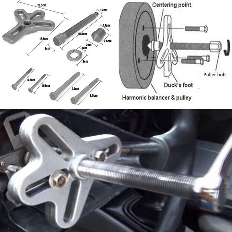 23pcs Car Steering Wheel Puller Pulley Remover Set Carbon Steel Harmonic Balance