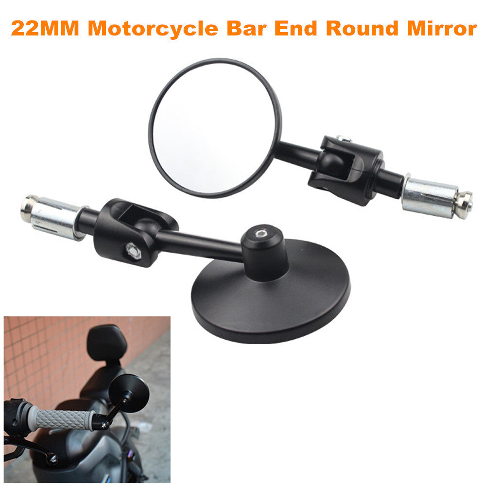 22mm aluminum round motorcycle stick end mirror, adjustable rearview mirror grip. n