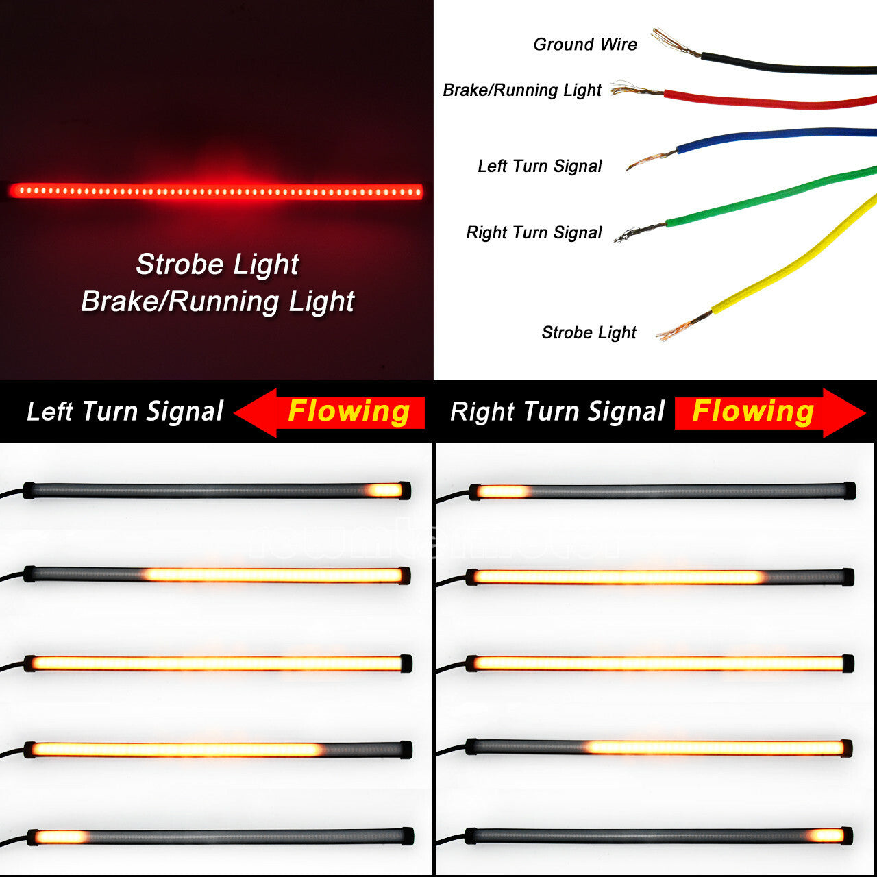 Motorcycle Flexible Flowing Turn Signal Brake Tail LED Light Fit for BMW ATV Q
