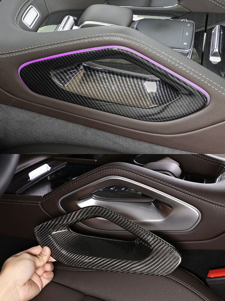 2-Piece Glossy ABS Carbon Fiber Car Console Handle Side Covers for GLE GLS 20-21- n