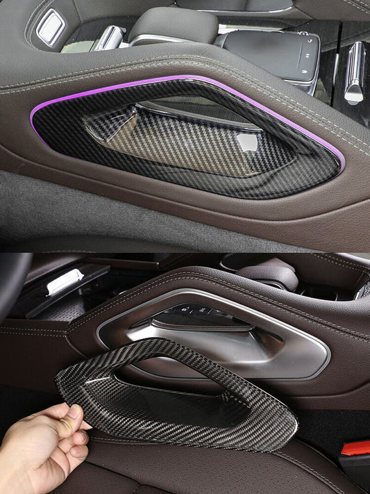 2-Piece Glossy ABS Carbon Fiber Car Console Handle Side Covers for GLE GLS 20-21- n