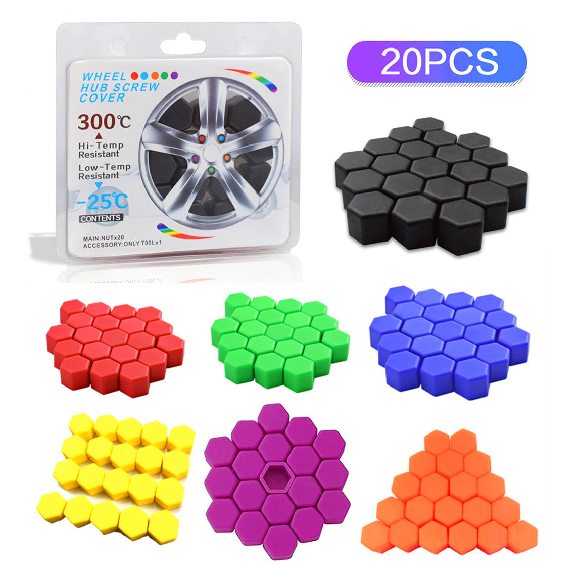 20PCS 21mm Silicone Car Wheel Nut Lug Hub Covers Bolt Cap Dust Cover Protector Q