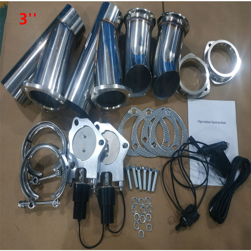 3 3inch Dual Electric Exhaust Valve Motor Y Header Pipe Kit Manual Control