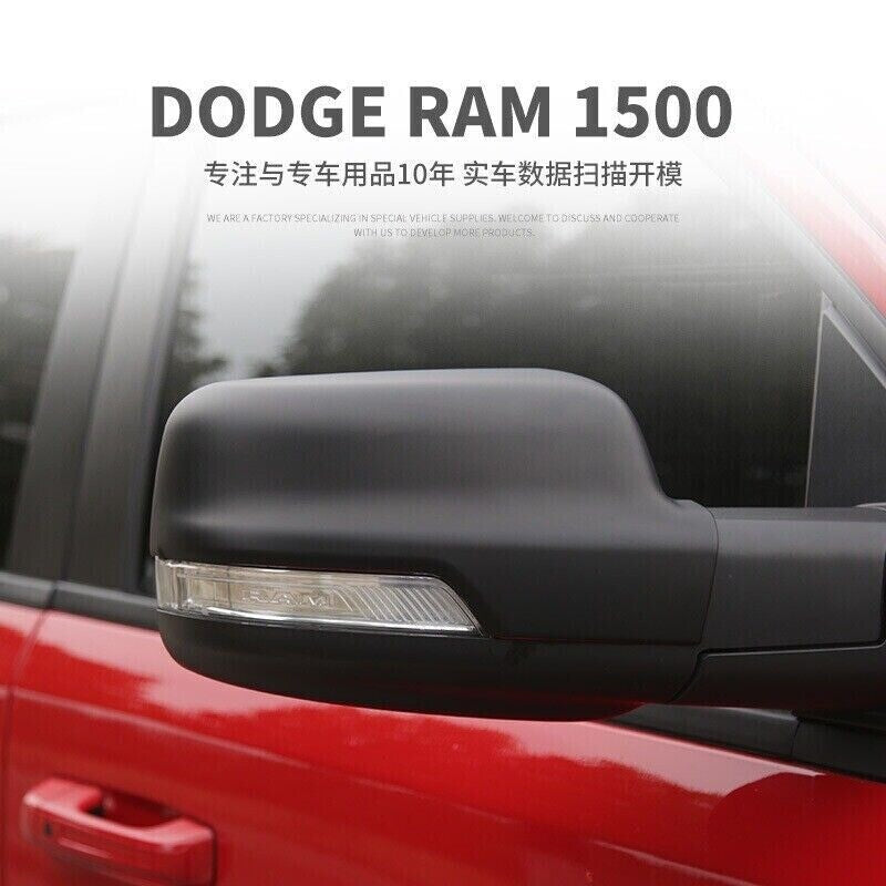 Matte black ABS side door mirror caps for Dodge for Ram 1500 (2018-22)