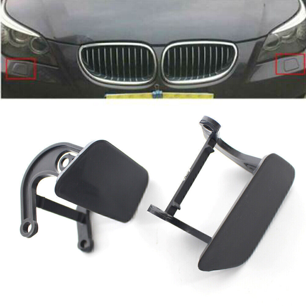 Bumper Headlight Headlamp Washer Cap Cover for BMW E60 5 Series 2004-2010 Pair