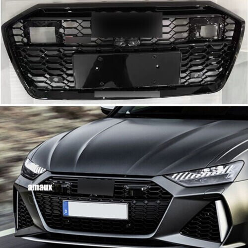 for Audi A6 S6 2019-2024 RS6 Style Grille Front Honeycomb Radiator Grill W/ ACC