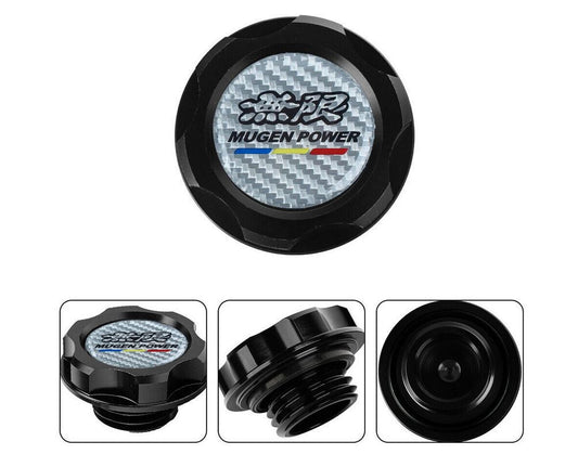 JDM Mugen engine oil filler cap, black and silver carbon fiber, suitable for Honda for Acura .