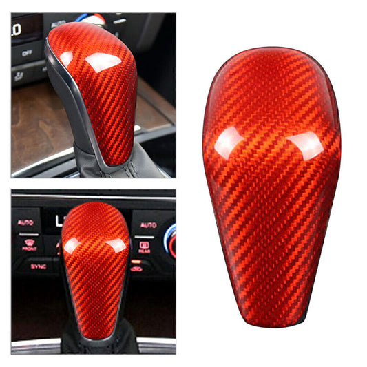 Carbon Fiber Red Gear Shift Knob Cover Trim Fit for Audi A6 2016-2018/A7 2015-2018