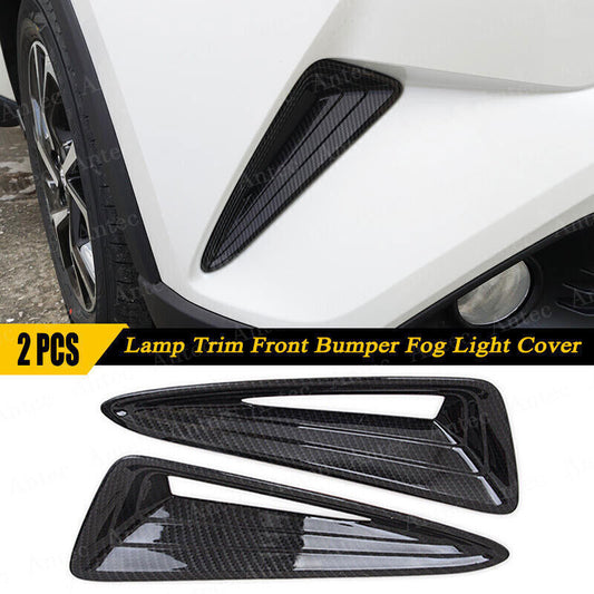 2P Carbon Fiber Look Front Bumper Fog Light Cover Trim for Toyota C~HR CHR 18-22