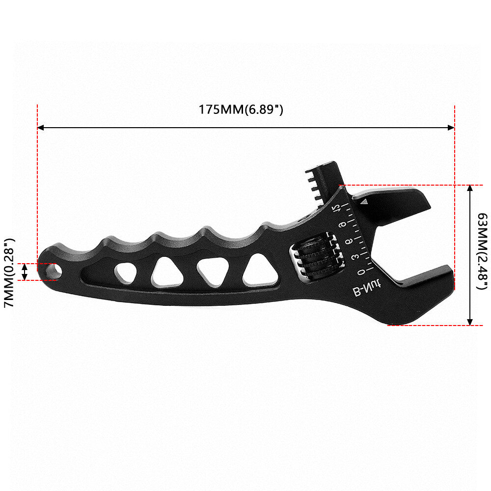 3AN-12AN Adjustable Wrench Tool Spanner Black Aluminum For Hose End Fittings