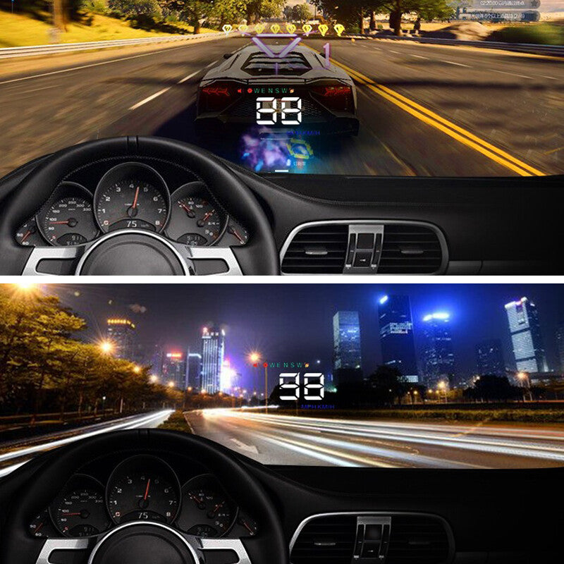 3.5-inch HD GPS HUD screen head-up display for car alarm detectors and real-time speedometer - n