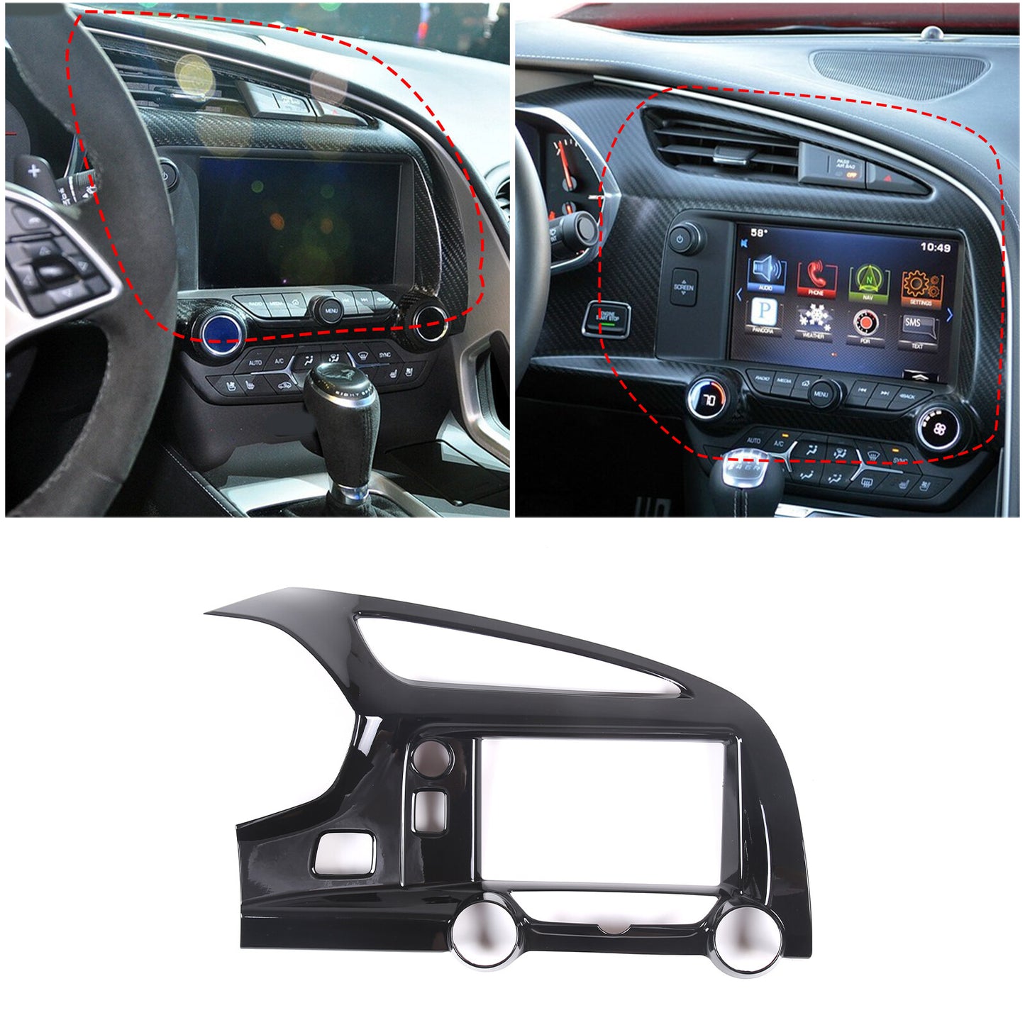 3-Piece Orange Alloy Car Wiper Bar Ring Knob Cap Ring Trim for Corvette C7 2014-19- v