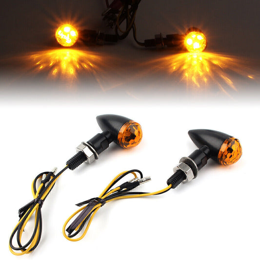 For 8MM Universal Black Metal LED for Mini Amber Turn Signal Indicators Light Q