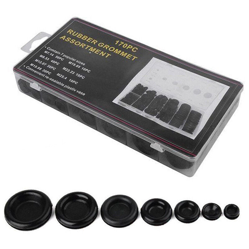 170Pcs Car Rubber Grommet Firewall Hole Plug Kit Electrical Wire Gasket Set v