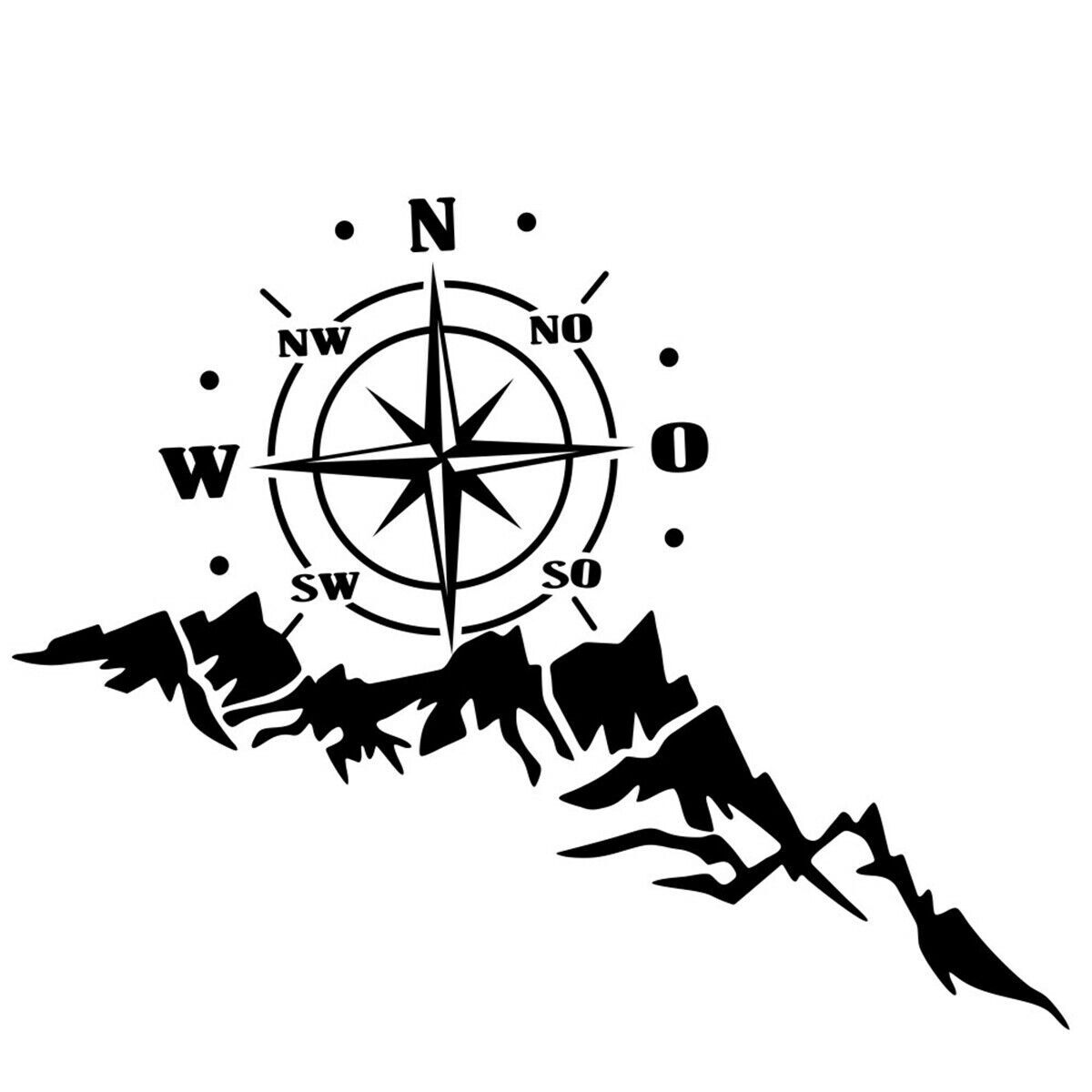 Compass mountain vinyl sticker - sticker for car truck hood side door graphics