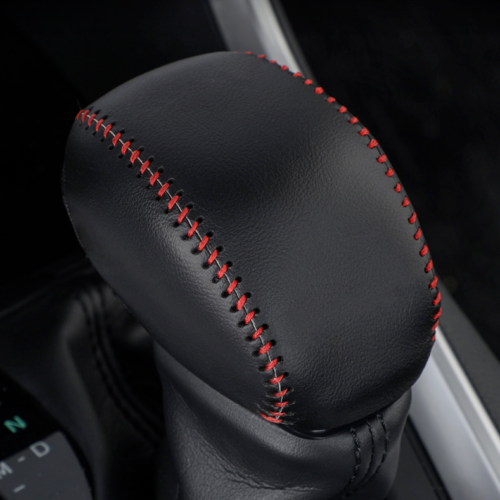 Black Leather Hand-stitched Gear Shift Knob Cover Trim for Toyota Venza 2021-23