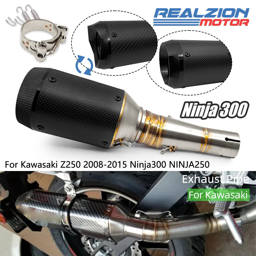 REALZION Ninja300 2013-2016 Exhaust Middle Pipe Exhaust Muffler Escape Link Pipe