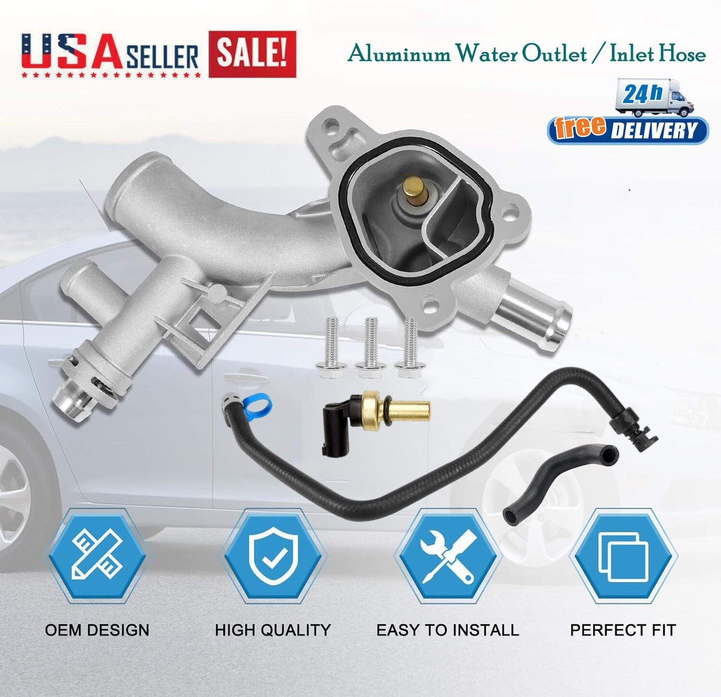 Upgraded engine coolant socket with hose suitable for Chevrolet for Cruze Sonic for Buick Encore