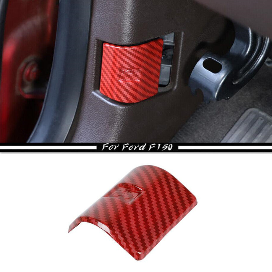 For 15-23 F150 Red Carbon Engine Hood Switch Button Cover Trim Decor v