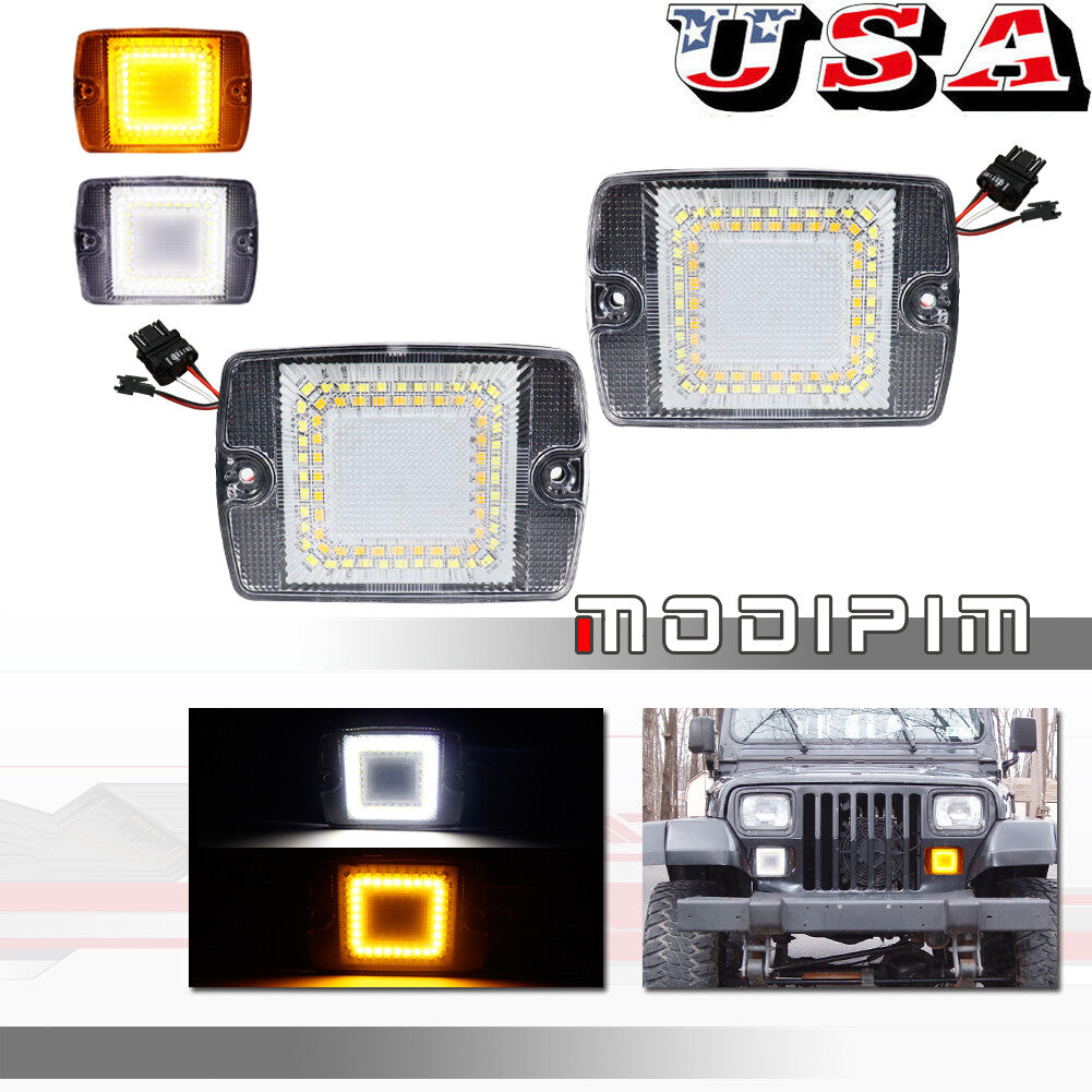 Pack Turn Signal LED Light Replacement for for Jeep for Wrangler YJ 1987-1995 Clear Lens - v