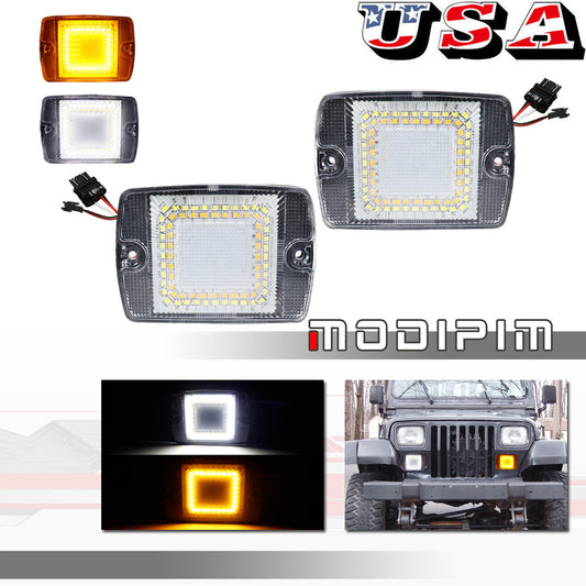 Pack Turn Signal LED Light Replacement for for Jeep for Wrangler YJ 1987-1995 Clear Lens - v