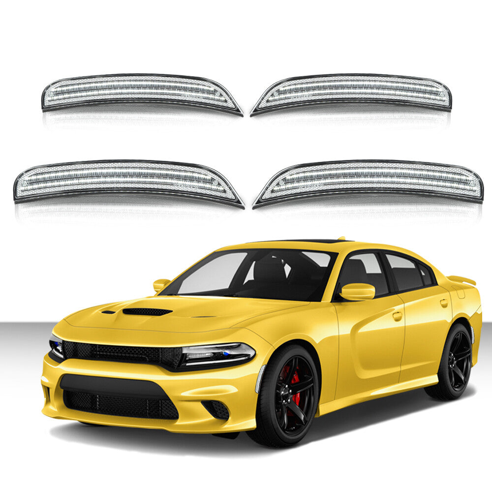 Suitable for 2015-2023 for Dodge charger white front and rear LED side marker lights smoked lens- v