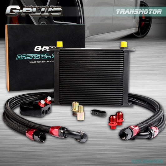 New Universal 30 Row 10AN Transmission Engine Oil Cooler + Filter Adapter Kit - v