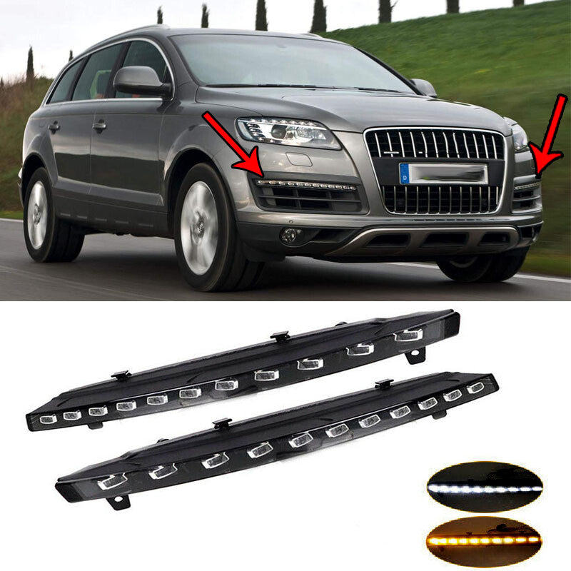 Dual DRL Dynamic White-Yellow Daytime Running Lights for Audi Q7 2010-2015